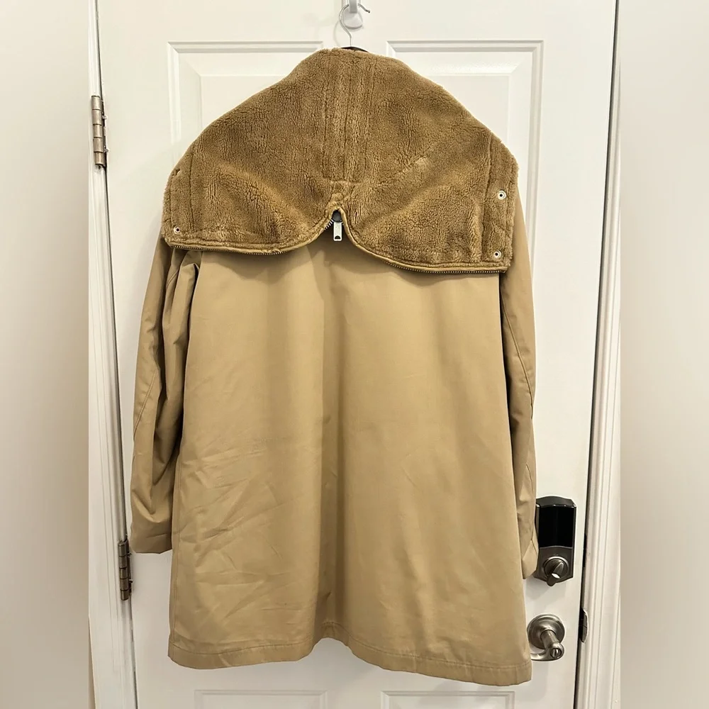Mighty Mac Coat Jacket Fleece Lined Overcoat with zipped Hood Tan USA Made